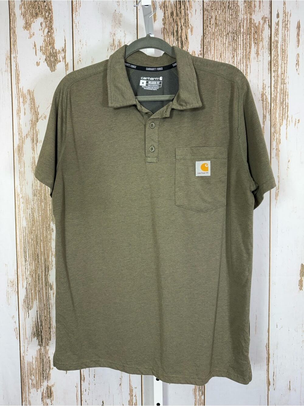 Carhartt, Relaxed Fit Polo Shirt. Olive Green. Size Medium. Good used condition!